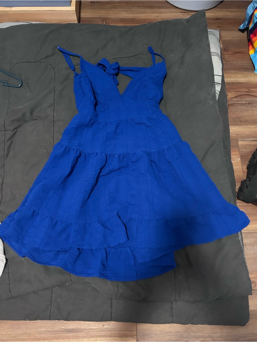 SHEIN Royal Blue Tiered V-Neck Spaghetti Strap Dress